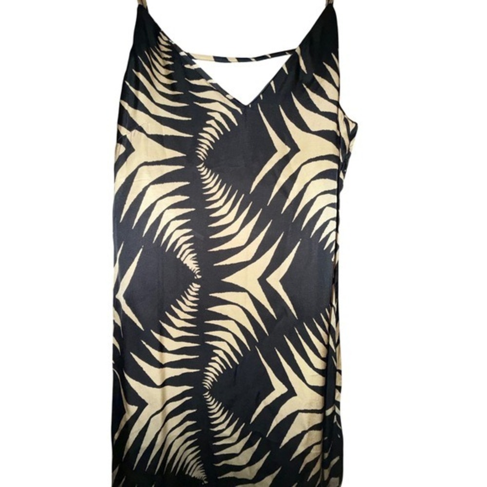 ba&sh Napi Graphic Print Midi Slip Dress Noir Black‎ Cream Size 1/ US 4 - Picture 6 of 9